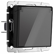 Розетка влагозащищенная с заземлением и со шторками, без рамки с крышкой Werkel черный акрил W1171248 цвет Черный