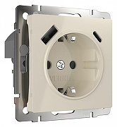 Розетка с заземлением и со шторками и 2хUSB, без рамки Werkel слоновая кость W1171703 цвет Слоновая кость