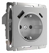 Розетка с заземлением и со шторками и 2хUSB, без рамки Werkel серебряный рифленый W1171709 цвет Серебро