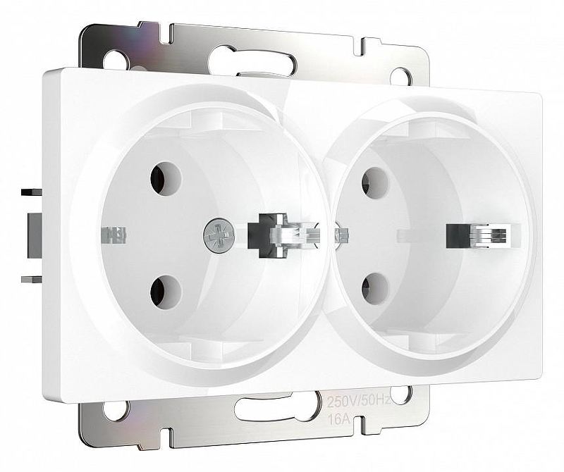 Розетка двойная с заземлением, без рамки Werkel белый W1172001 