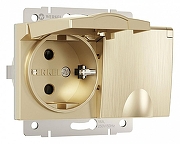 Розетка двойная влагозащищенная с заземлением и со шторками, без рамки с крышкой Werkel шампань рифленый W1172210 цвет Бежевый