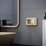 Розетка двойная влагозащищенная с заземлением и со шторками, без рамки с крышкой Werkel шампань рифленый W1172210 цвет Бежевый-1