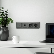 Накладка для розетки с заземлением и 2хUSB Werkel графит рифленый W1179504 цвет Графит-1