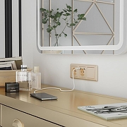 Накладка для розетки с заземлением и 2хUSB Werkel шампань рифленый W1179510 цвет Бежевый-2