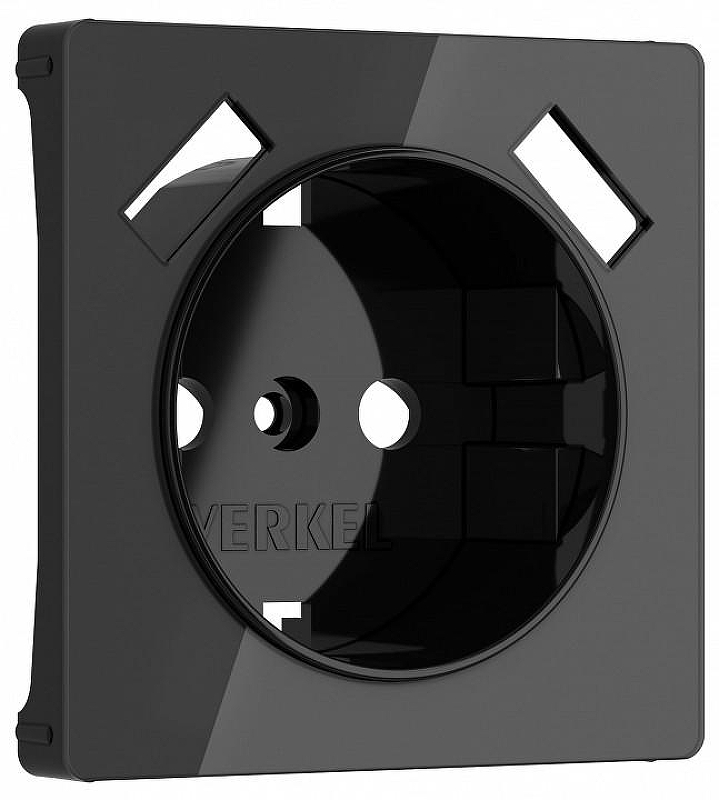 Накладка для розетки с заземлением и 2хUSB Werkel черный акрил W1179548 