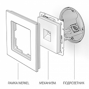 Розетка Ethernet RJ-45 без рамки Werkel перламутровый рифленый W1181013 цвет Перламутр-2