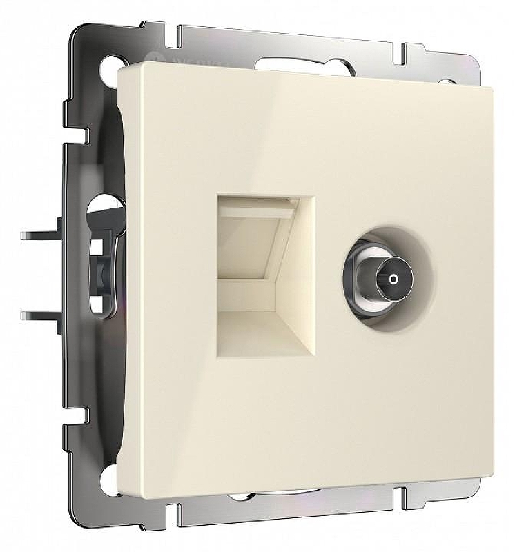 ТВ-розетка и розетка Ethernet RJ-45 без рамки Werkel слоновая кость W1181303 