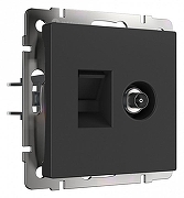 ТВ-розетка и розетка Ethernet RJ-45 без рамки Werkel черный матовый W1181308 цвет Черный