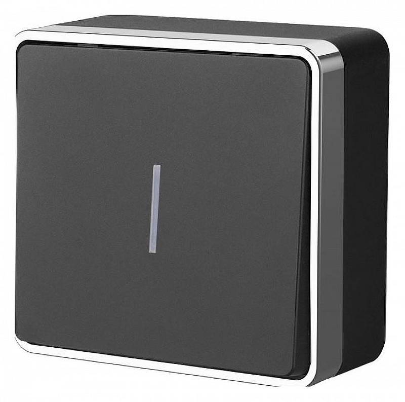 Выключатель одноклавишный с подсветкой Werkel Gallant (черный/хром) W5010135 