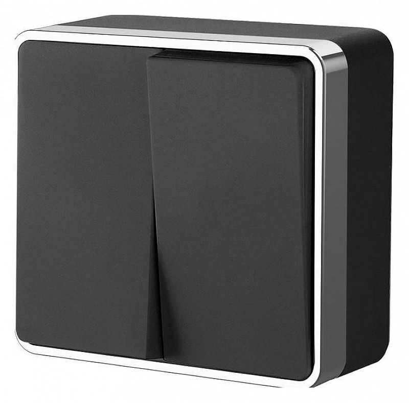 Выключатель двухклавишный Werkel Gallant (черный/хром) W5020035 