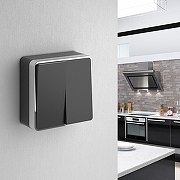 Выключатель двухклавишный Werkel Gallant (черный/хром) W5020035 цвет Хром, Черный-1