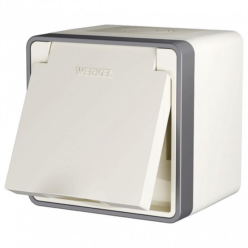 Розетка влагозащищенная с заземлением и со шторками Werkel Gallant (слоновая кость) W5071203 