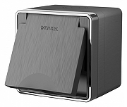 Розетка влагозащищенная с заземлением и со шторками с крышкой Werkel Gallant (графит рифленый) W5071204 цвет Графит