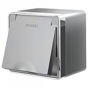 Розетка влагозащищенная с заземлением и со шторками Werkel Gallant (серебряный) W5071206 цвет Серебро