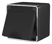 Розетка влагозащищенная с заземлением и со шторками с крышкой Werkel Gallant (черный/хром) W5071235 цвет Хром, Черный