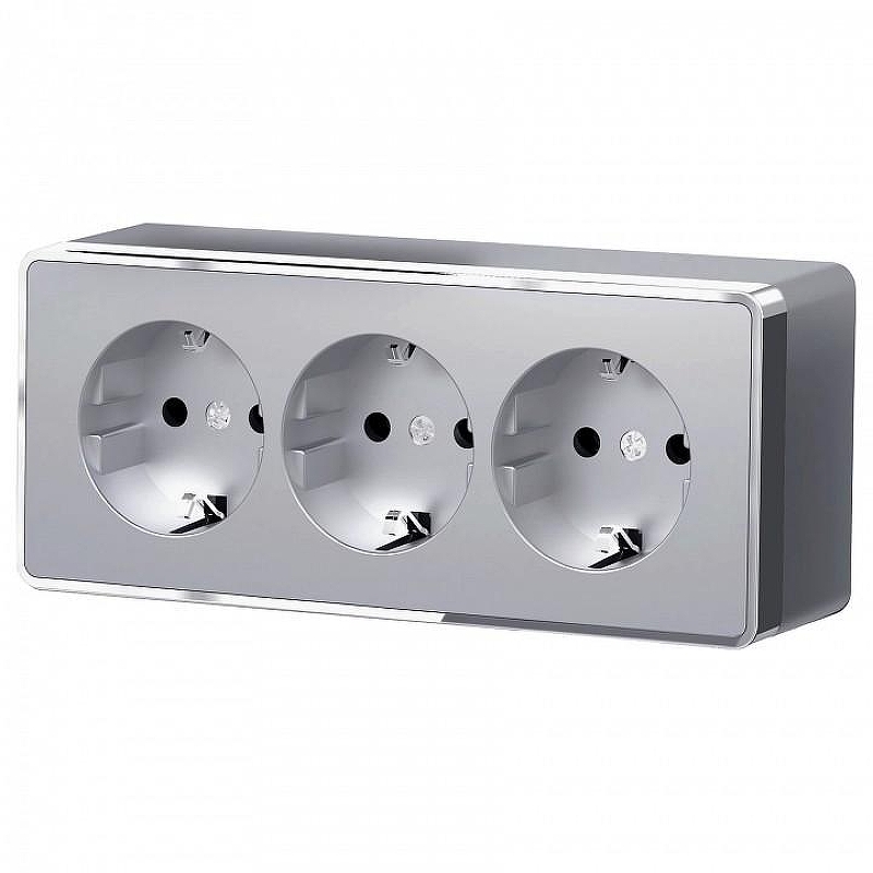 Розетка с заземлением и со шторками Werkel Gallant (серебряный) W5073106 