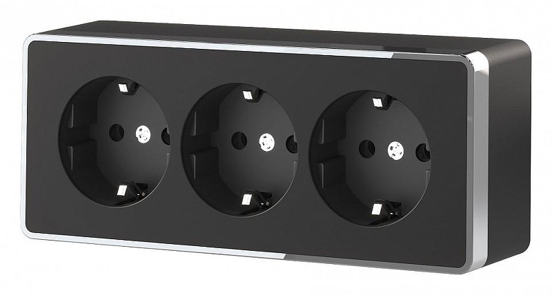Розетка тройная с заземлением Werkel Gallant (черный/хром) W5073135 