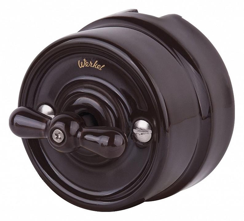 Выключатель на 4 положения двухклавишный без рамки Werkel Ретро (коричневый) W5620014 