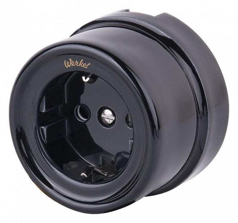 Розетка с заземлением Werkel Ретро (черный) W5671008 