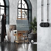 Выключатель двухклавишный с корпусом Werkel Vintage (черный матовый/хром) W5822051 цвет Хром, Черный-4