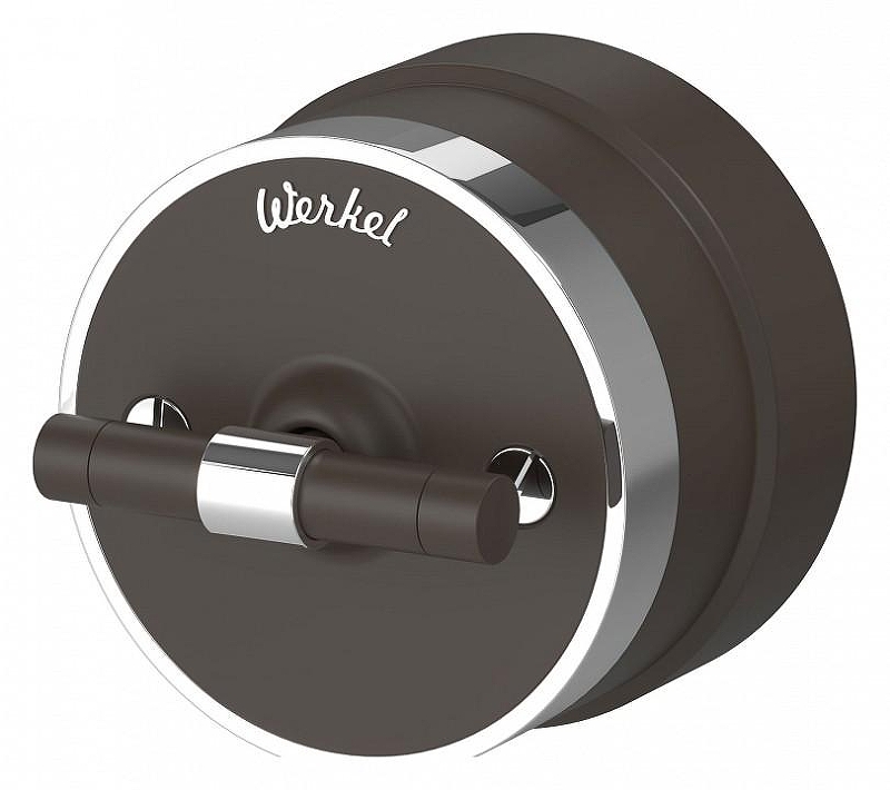 Выключатель двухклавишный с корпусом Werkel Vintage (мокко матовый/хром) W5822052 