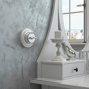 Выключатель двухклавишный с корпусом Werkel Vintage (серебро матовый/хром) W5822054 цвет Серебро, Хром-2