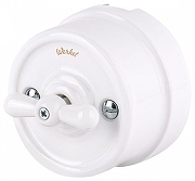 Выключатель двухклавишный Werkel Ретро (белый) W5620001 цвет Белый