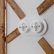 Выключатель двухклавишный Werkel Ретро (белый) W5620001 цвет Белый-4