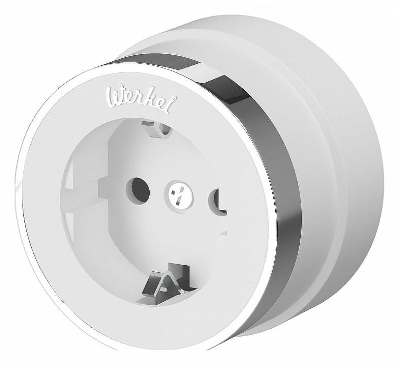 Розетка с заземлением Werkel Vintage (белый матовый/хром) W5871050 