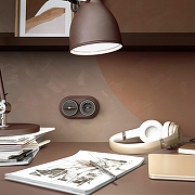 Розетка с заземлением Werkel Vintage (мокко матовый/хром) W5871052 цвет Коричневый, Хром-3