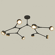 Люстра на штанге Ambrella Light XB XB9060152 цвет плафона/подвески Золото, Черный, цвет арматуры Черный