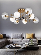 Люстра на штанге Rivoli Darlene Б0055496 цвет плафона/подвески Белый, Прозрачный, цвет арматуры Латунь, Черный-2