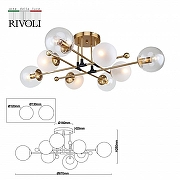 Люстра на штанге Rivoli Darlene Б0055496 цвет плафона/подвески Белый, Прозрачный, цвет арматуры Латунь, Черный-3