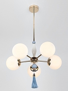 Люстра на штанге Rivoli Cosmina Б0066502 цвет плафона/подвески Белый, Голубой, цвет арматуры Золото-4