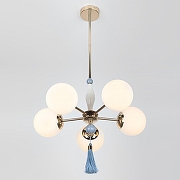 Люстра на штанге Rivoli Cosmina Б0066502 цвет плафона/подвески Белый, Голубой, цвет арматуры Золото-5