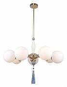 Люстра на штанге Rivoli Cosmina Б0066503 цвет плафона/подвески Белый, Голубой, цвет арматуры Золото