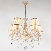 Люстра Eurosvet Amelia 10054/5 белый с золотом/прозрачный хрусталь Strotskis цвет белый с золотой патиной-1