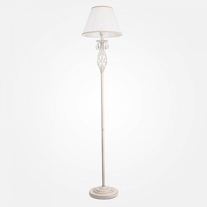 Торшер Eurosvet Amelia 10073/1 белый с золотом/прозрачный хрусталь Strotskis 