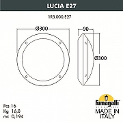 Накладной светильник Fumagalli Lucia 1R3.000.000.AYE27GN1 цвет плафона/подвески Белый, цвет арматуры Черный-1