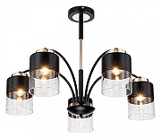 Люстра на штанге Escada R1che 2121/5P цвет плафона/подвески Прозрачный, Хром, цвет арматуры Золото, Черный-1