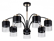 Люстра на штанге Escada R1che 2121/7P цвет плафона/подвески Прозрачный, Хром, цвет арматуры Золото, Черный