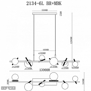 Подвесной светильник iLamp Golden 2134-6L BR+MBK цвет плафона/подвески Белый, цвет арматуры Латунь, Черный-2