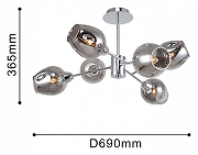 Люстра на штанге F-promo Tilda 2657-6U цвет плафона/подвески Светло-серый, цвет арматуры Хром-4