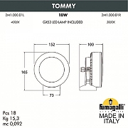 Светильник на штанге Fumagalli Tommy 2M1.000.000.LXD1L цвет плафона/подвески Белый, цвет арматуры Серый-3