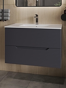 Тумба с раковиной Orange Line 80 Li-80Tug+Ra подвесная Графит матовый