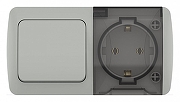 Блок с розеткой и выключателем Elbi Eleсtriс Eva 554-011500-920 цвет Серый