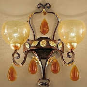 Бра MM Lampadari Ambra 6418/A2 V2166 цвет плафона/подвески Коричневый, цвет арматуры Золото, Коричневый-1