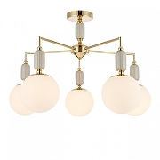 Люстра на штанге Lumion Vivien 6580/5C цвет плафона/подвески Белый, цвет арматуры Золото, Серый-1