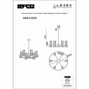 Люстра на штанге iLamp Evolution 6806-6 QGD цвет плафона/подвески Прозрачный, цвет арматуры Золото-1