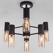 Люстра на штанге Eurosvet Tesoro 70125/6 черный цвет плафона/подвески Тонированный, цвет арматуры Золото, Черный